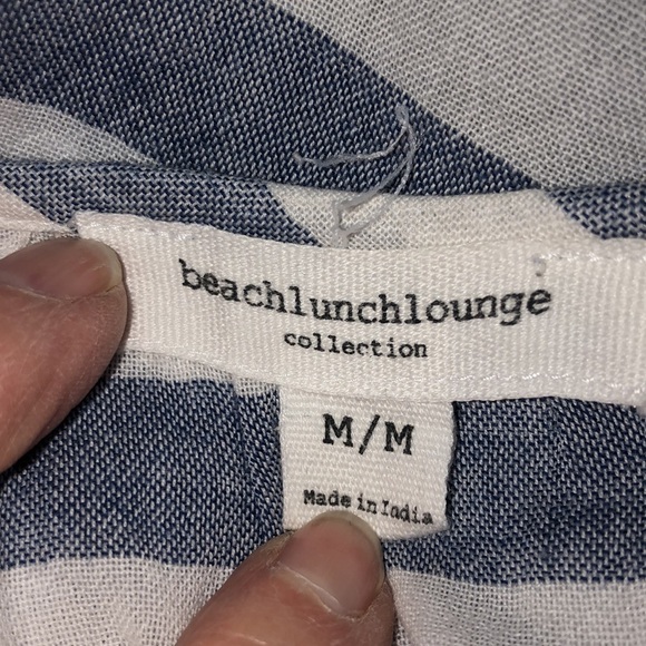 Beachlunchlounge 100% Cotton Striped Cold Shoulder Mid Sleeve Top Size Medium - Picture 10 of 11